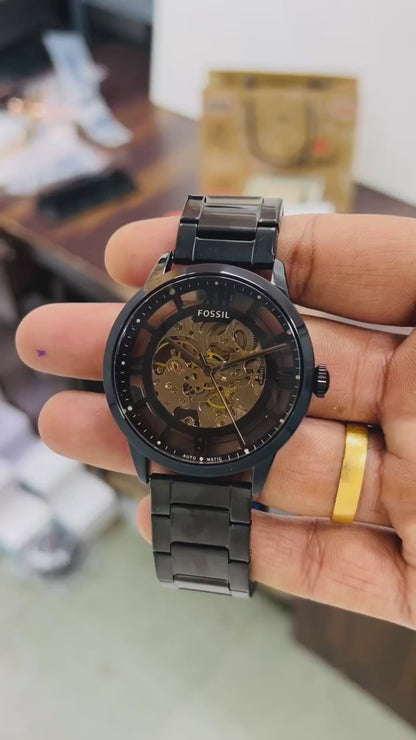 Fossiil automatic black metal