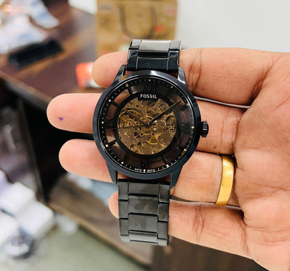 Fossiil automatic black metal