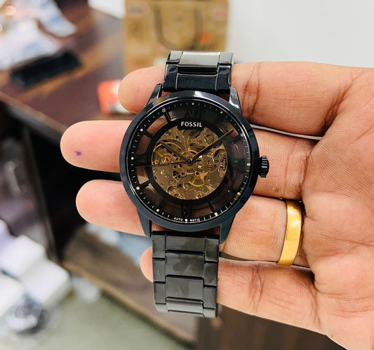 Fossiil automatic black metal