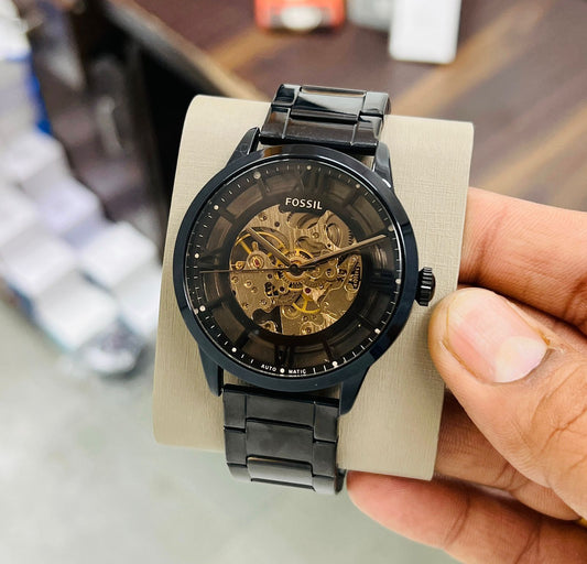 Fossiil automatic black metal